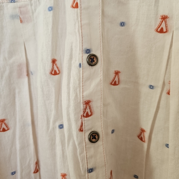 NWT Maeve Anthropologie Embroidered Teepee Print Button Front Blouse 4 Whimsical - Picture 9 of 15